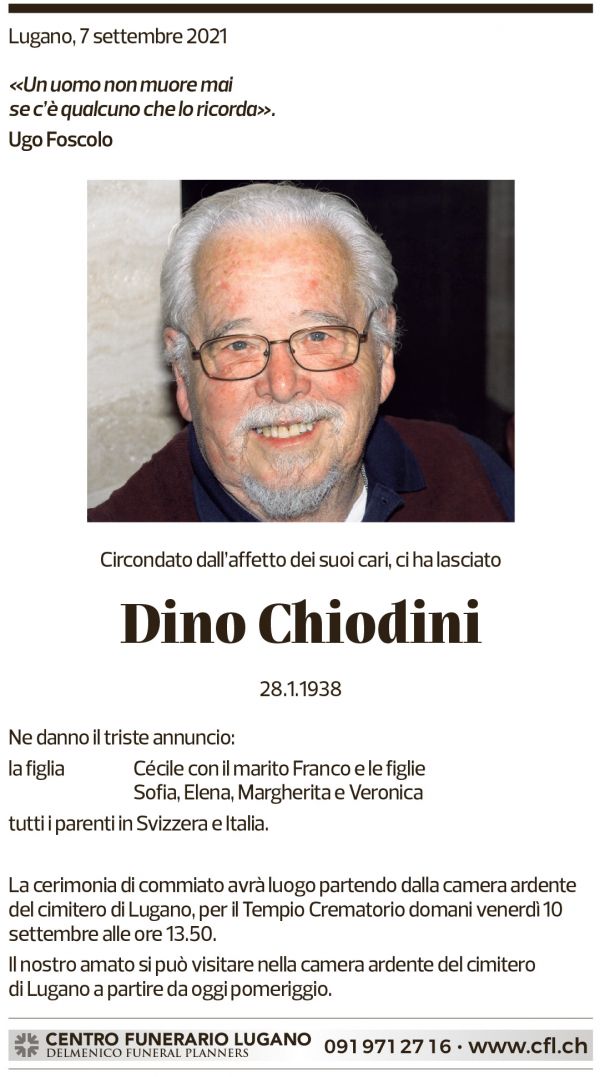 Annuncio funebre Dino Chiodini