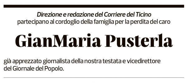 Annuncio funebre Gianmaria Pusterla