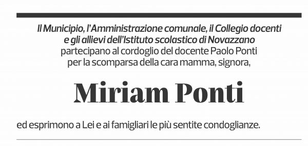 Annuncio funebre Miriam Ponti