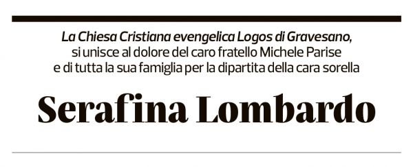 Annuncio funebre Serafina Lombardo