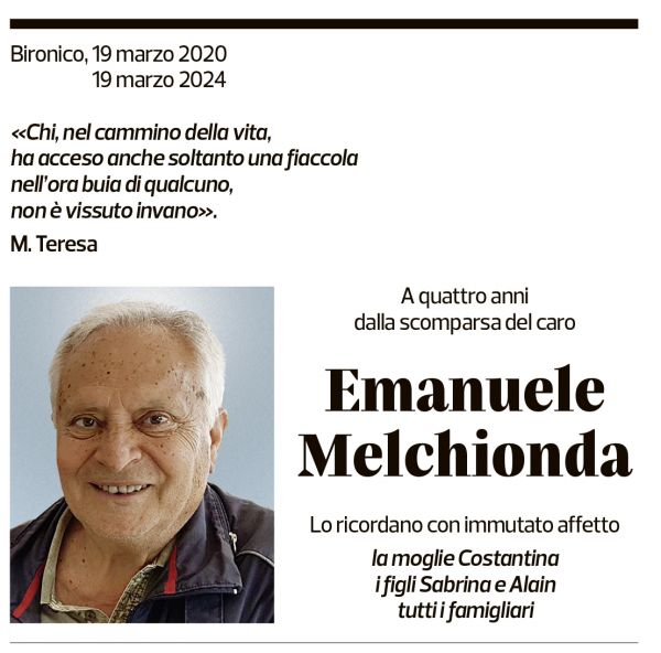 Annuncio funebre Emanuele Melchionda