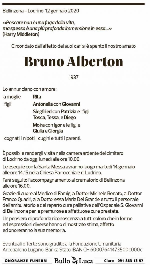 Annuncio funebre Bruno Alberton
