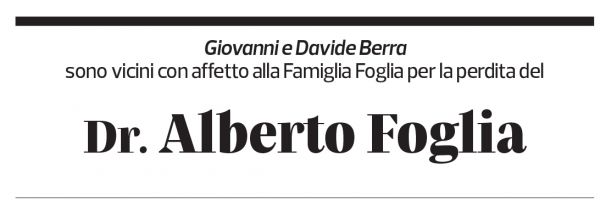 Annuncio funebre Alberto Foglia