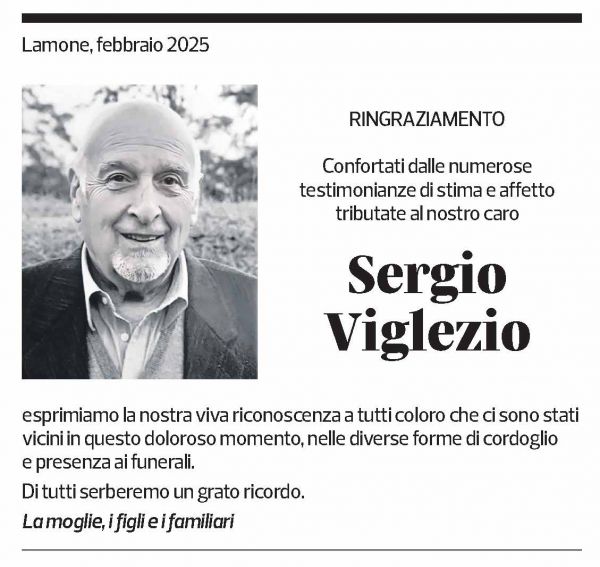 Annuncio funebre Sergio Viglezio