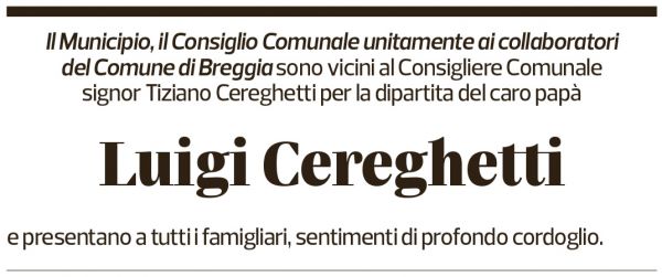 Annuncio funebre Luigi Cereghetti