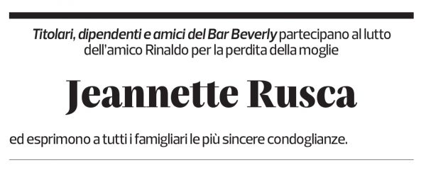 Annuncio funebre Jeannette Rusca