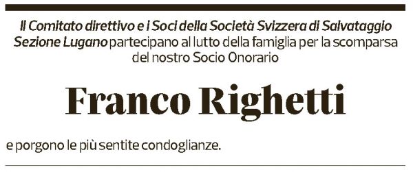 Annuncio funebre Franco Righetti