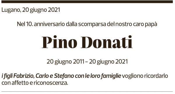 Annuncio funebre Pino Donati