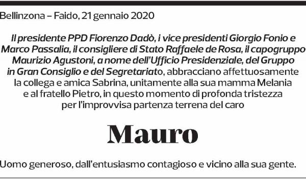 Annuncio funebre Mauro Gendotti
