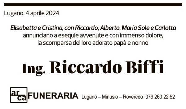 Annuncio funebre Riccardo Biffi