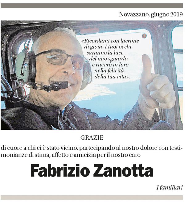 Annuncio funebre Fabrizio Zanotta