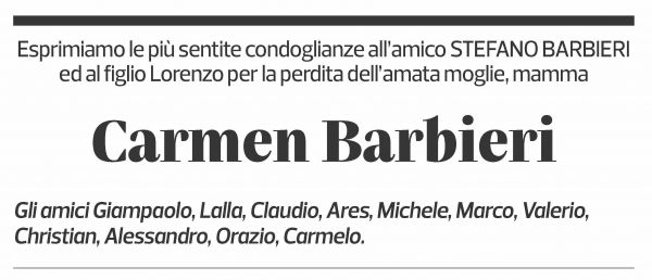 Annuncio funebre Carmen Barbieri