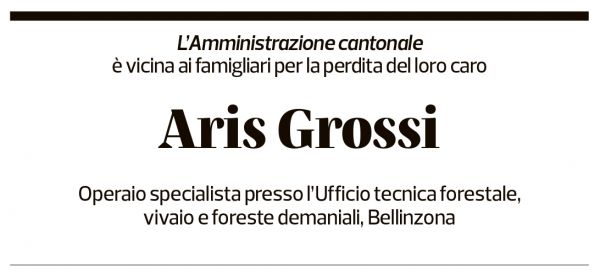 Annuncio funebre Aris Grossi