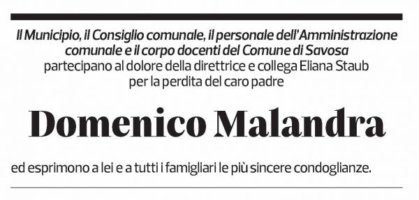Annuncio funebre Domenico Malandra