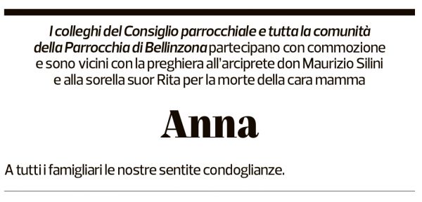 Annuncio funebre Anna Silini