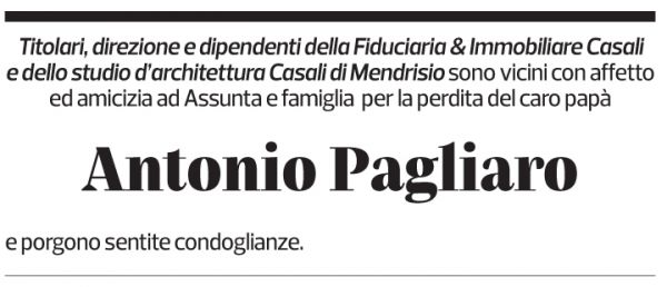 Annuncio funebre Antonio Pagliaro