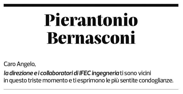 Annuncio funebre Pierantonio Bernasconi