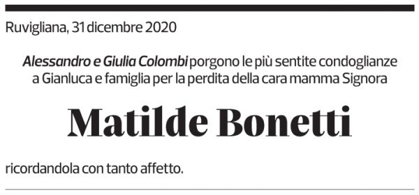 Annuncio funebre Matilde Bonetti Soldati