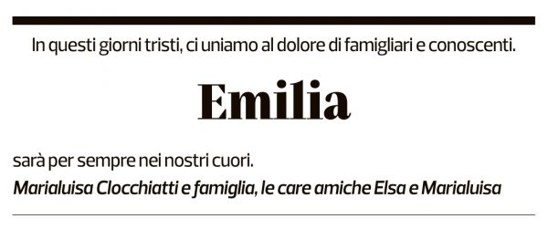 Annuncio funebre Emilia Polloni