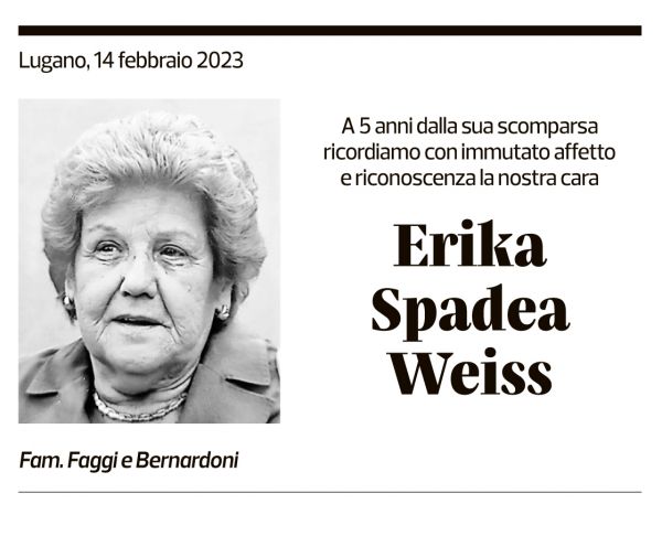 Annuncio funebre Erika Spadea Weiss