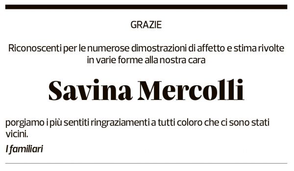 Annuncio funebre Sqavina Mercolli