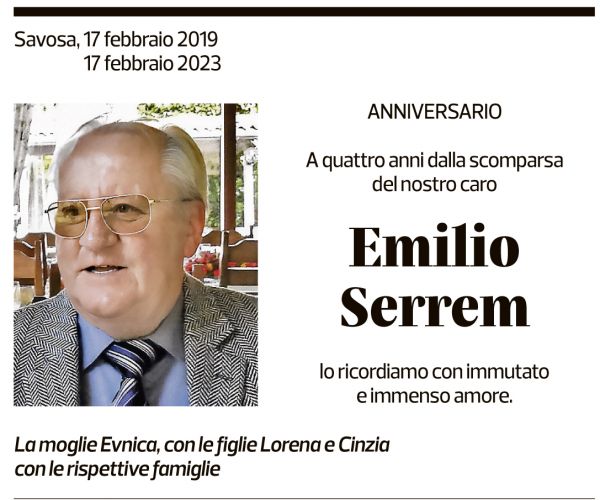 Annuncio funebre Emilio Serrem