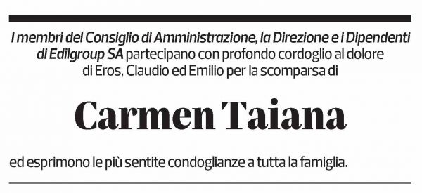 Annuncio funebre Carmen Taiana Casanova