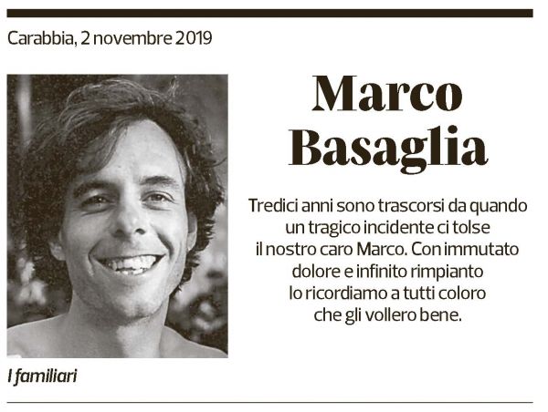 Annuncio funebre Marco Basaglia