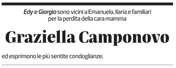 Annuncio funebre Graziella Camponovo Maestrini