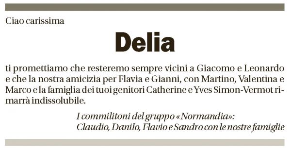 Annuncio funebre Delia Simon-vermot