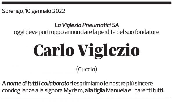 Annuncio funebre Carlo Viglezio