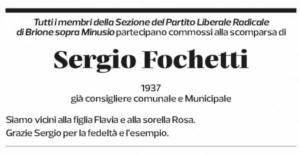 Annuncio funebre Sergio Focchetti