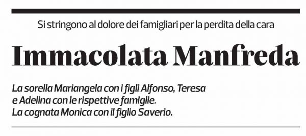 Annuncio funebre Immacolata Manfreda