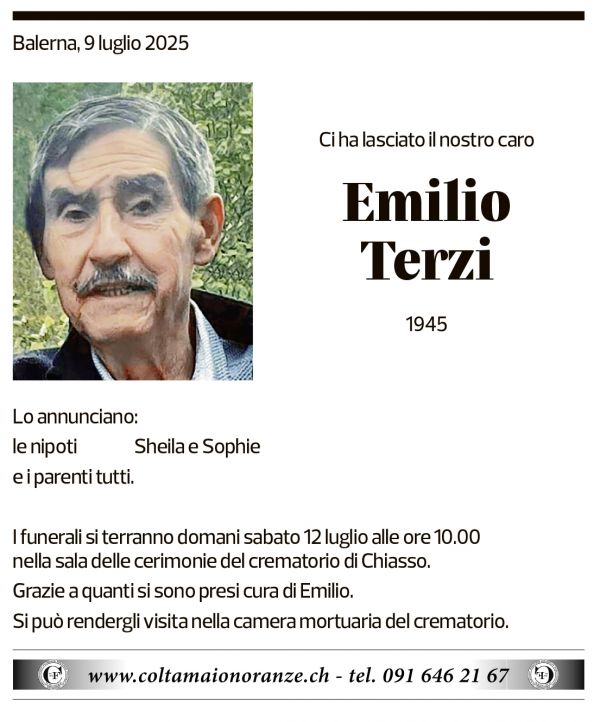 Annuncio funebre Emilio Terzi