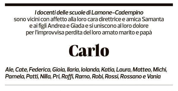 Annuncio funebre Carlo Brugnetti