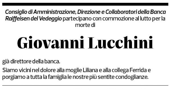 Annuncio funebre Giovanni Lucchini