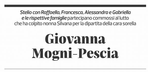 Annuncio funebre Giovanna Mogni Pescia