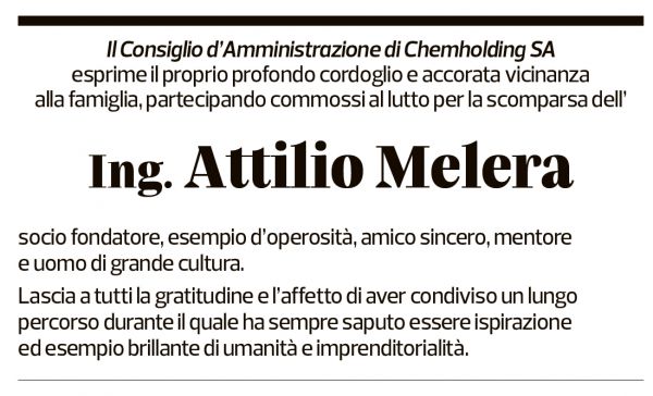 Annuncio funebre Attilio Melera