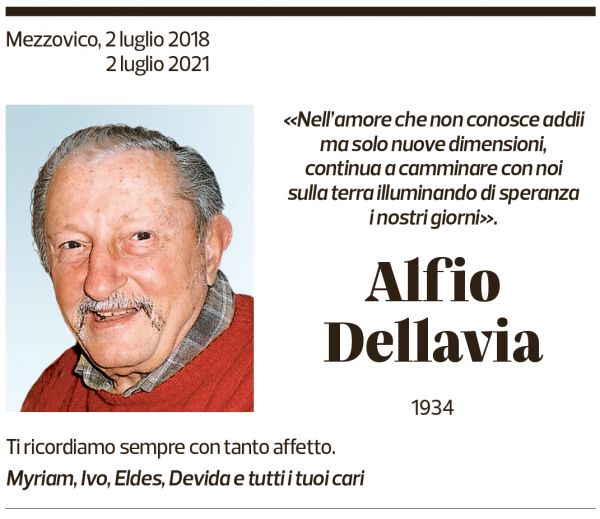 Annuncio funebre Alfio Dellavia