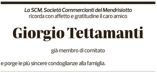 Annuncio funebre Giorgio Tettamanti