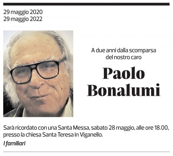 Annuncio funebre Paolo Bonalumi