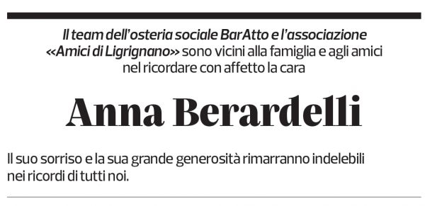 Annuncio funebre Anna Berardelli