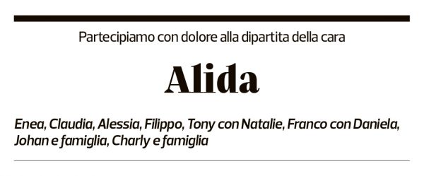 Annuncio funebre Alida Leupi-waller