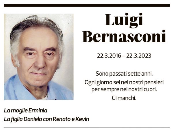 Annuncio funebre Luigi Bernasconi