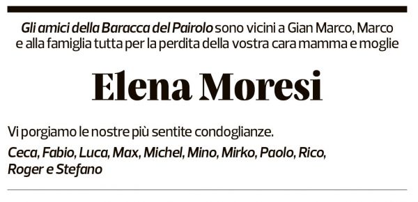 Annuncio funebre Elena Moresi