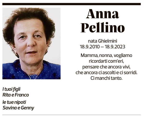 Annuncio funebre Anna Pellino