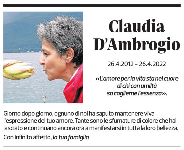 Annuncio funebre Claudia D'ambrogio