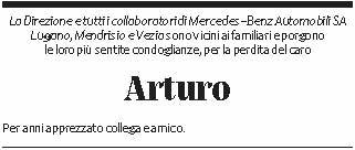Annuncio funebre Arturo Stoffel
