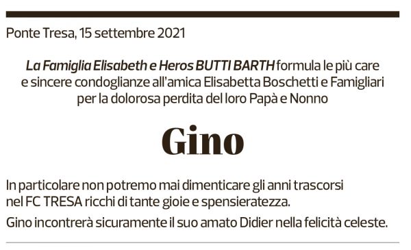 Annuncio funebre Gino Boschetti