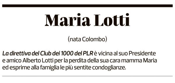 Annuncio funebre Maria Lotti